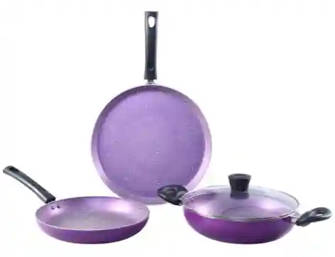  Wonderchef Tivoli Set Of 4 Pcs Purple Non-Stick Coated Aluminium Cookware Set